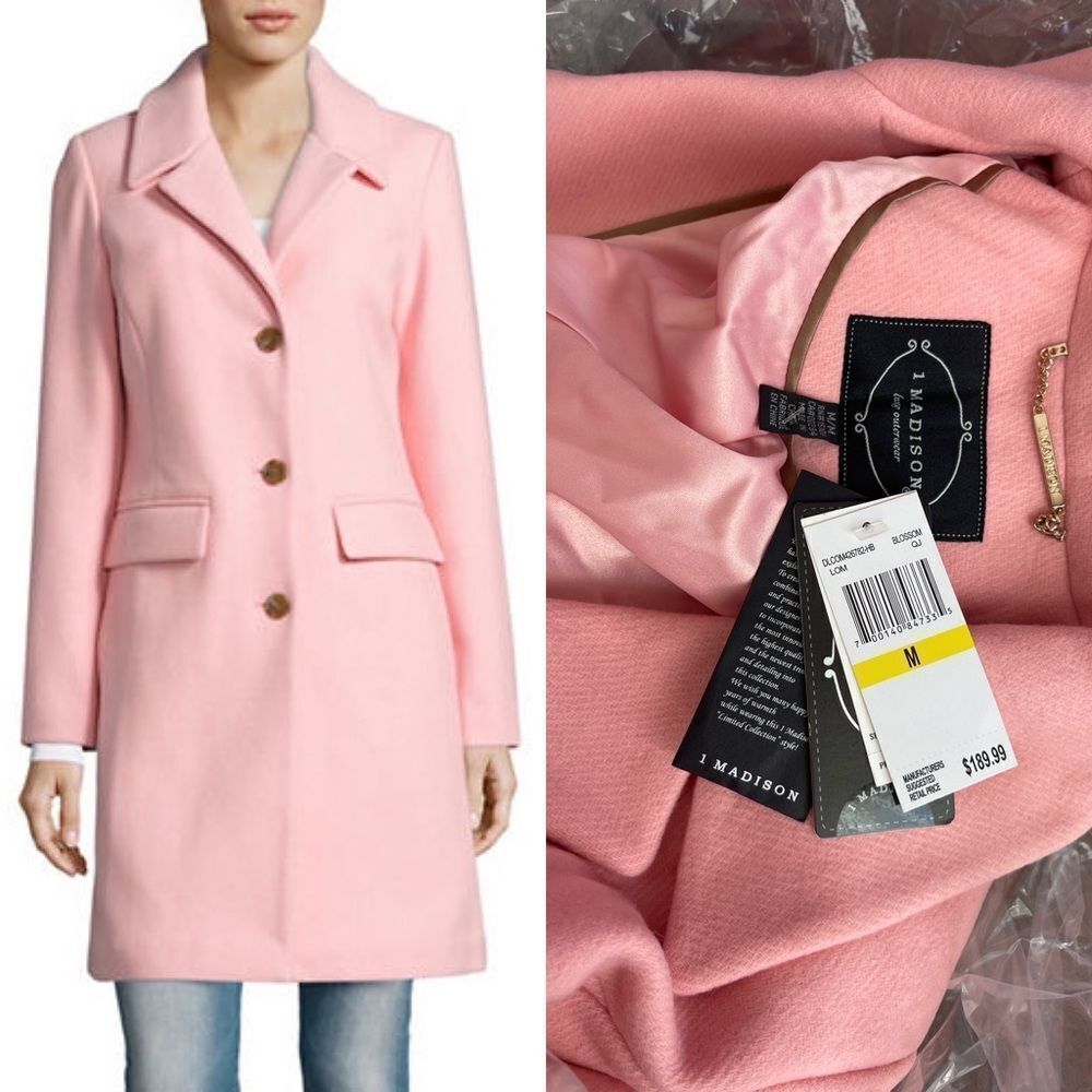 1 Madison the Coat Edit Wool-blend Reefer Coat-pink-medium